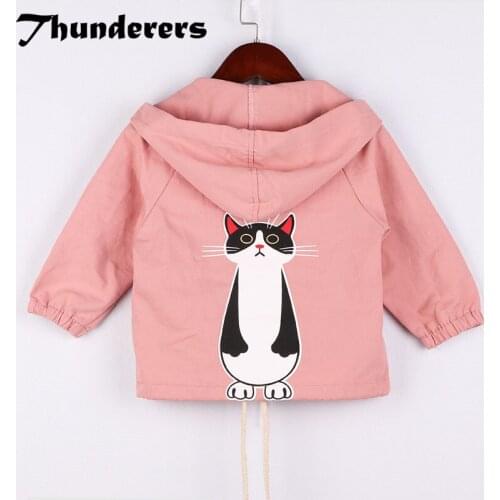 New childrens girls clothing suit lazy kitten pattern pink jacket childrens clothing jacket 3-7Y