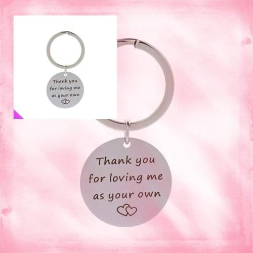 Wholesale 5 Keychain Military Brand Stainless Steel Round Army card Brand Pendant Engraved "Thank you for loving me as your own