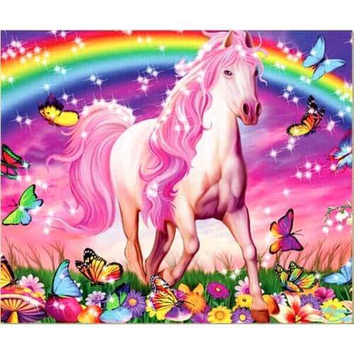 Rainbow Diamond Art Mosaic Unicorn Embroidery Painting Large Size Stones Drawing Picture Wall Decor Handcraft Gift New Arrival