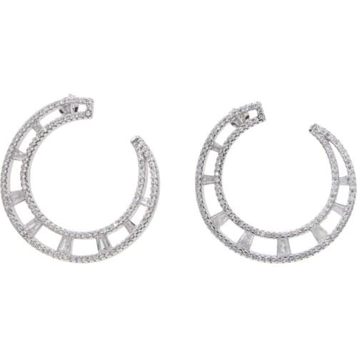 New Crescent Design Stud Earrings Gold Color Round Moon Shape Stud Earrings Women Fashion Jewelry Wholesale Boat Ear Accessories