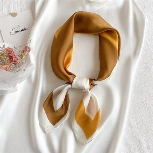 Small Square Scarf Simple Color Matching Scarves Women Fashionable Versatile Professional Scarfs Girl Soft Smooth Decorative Bag