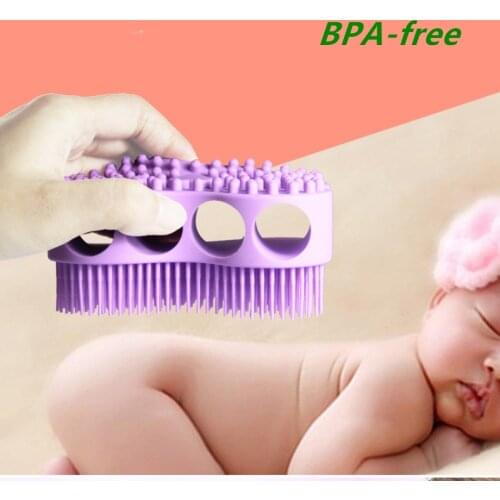 100pcs/lot Silicone Bath Brush Baby Massage Hair Washing Comb Body Spa Ultra Soft Massage Gloves Mitten BPA-free