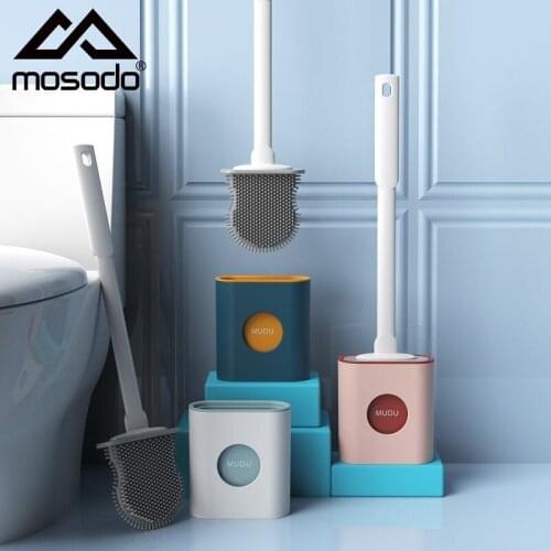 Toilet Brush Silicone WC Accessories Wall Hanging Cleaning Brush Long Handle Toilet Brush Holders Creative Items