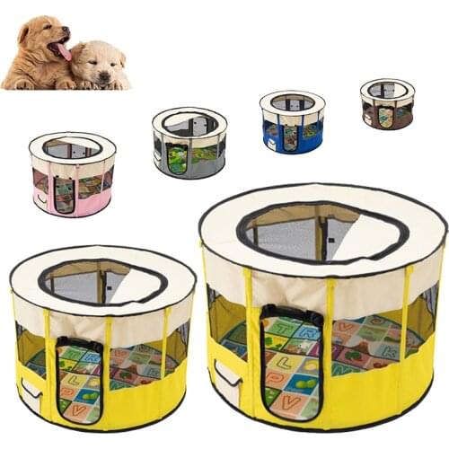 Portable Folding Pet tent Dog House Cage Dog Cat Tent Playpen Puppy Kennel Easy Operation Indoor Dog Delivery Room Round Fence