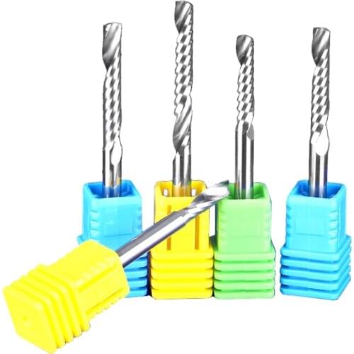 5Pcs SHANK 4mm CEL 32mm Spiral Bit Router Tool one Flute acrylic cutter carving frezer 1LX432