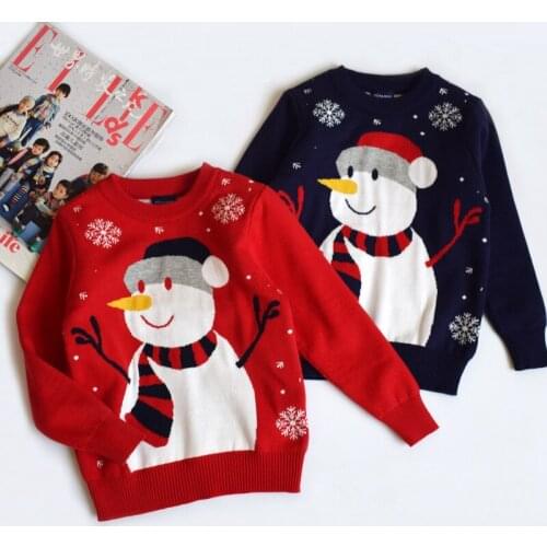 Snowman red Christmas boys girls sweaters kids ugly sweater cotton fall winter knitted wear pullover childrens clothes