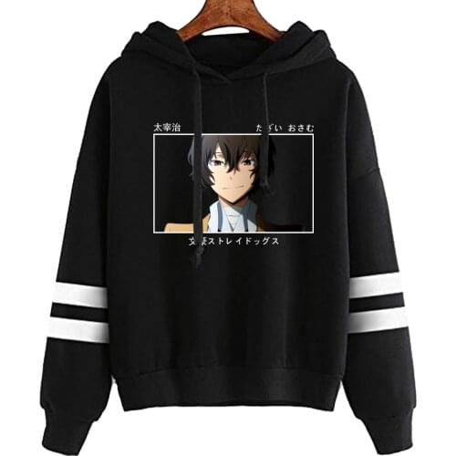 Harajuku Bungo Stray Dogs Unisex Hoodies Japanese Anime Osamu Dazai Printed Mens Hoodie Streetwear Casual Sweatshirts