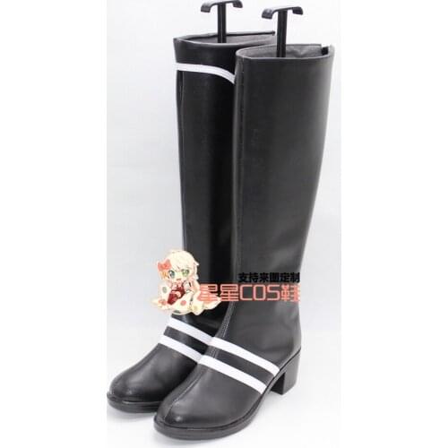 Tsukiuta Six Gravity Satsukiaoi Black Long Halloween Cosplay Shoes Boots X002