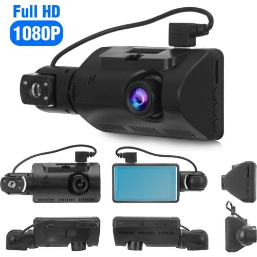 Dashcam with 3 inch Screen 1080P Dual Lens Dash Cam Parking Sensors for Cars DVR Mirror Monitor Night Vision Loop Recording