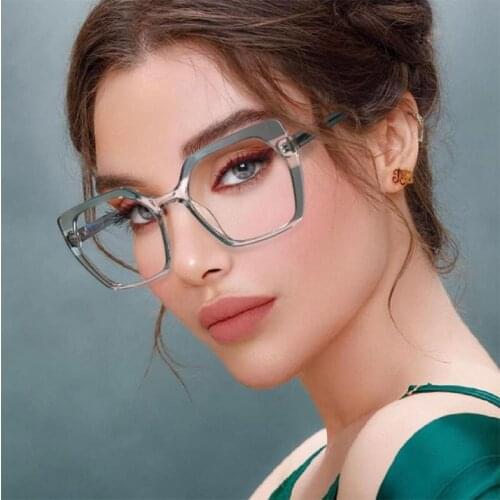 Sexy Eyeglasses Frame Women Fashion Big Cat Eye Glasses Pin Legs Computer Blue Light Female Optical Spectacles Oculos Decoration