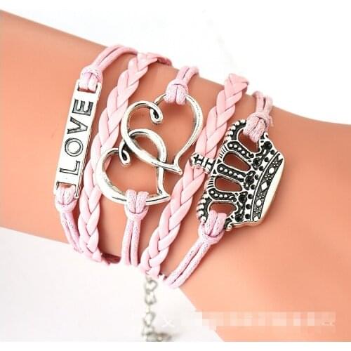 1 pc Leather Cord Bracelet paracord olws with triangle women woman girls teen new