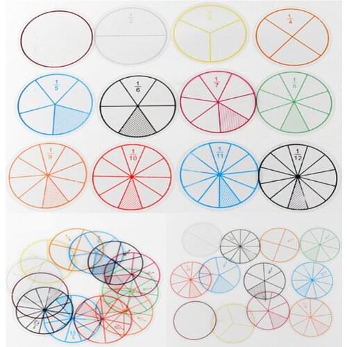 12pcs/lot Numbered Fractions Wholesale Dia Circles Math Chips Mathematics Number Toy Math Fractions Circles Toy Plastic