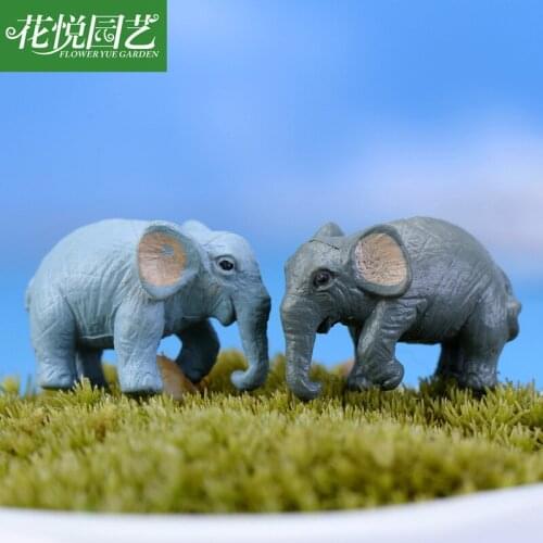 2pcs/lot Mini Cartoon Elephant Moss Micro Landscape Decoration Miniature Fairy Garden Micro Landscape Dollhouse Bonsai Dec