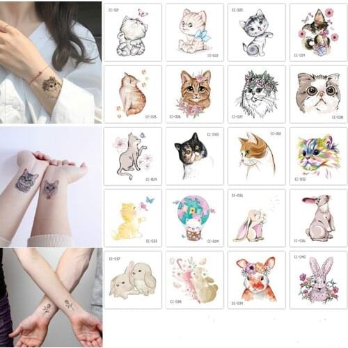 20Pcs/Set Cartoon Animal Cat Tattoo Sticker Fake Tattoo for Woman Makeup Stickers Temporary Fake Tatoo Cute Fun Tattoo