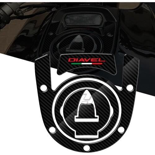 3D Motorcycle Tank Pad Protection Fuel Cap Decals Case for Ducati Diavel Models Carbon-look