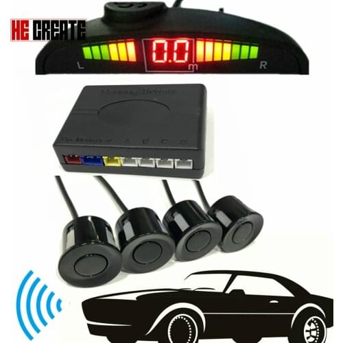 4 Sensors Buzzer 22mm Car Parking Sensor Kit LED Display Backlight Reverse Backup Radar Sound Monitor System 12V Parktronic