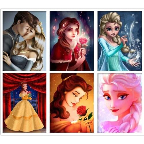 5D DIY Full Drill Diamond Painting Disney Princess Cartoon Girl Fairy Diamond Embroidery Mosaic Cross Stitch Art Home Decor Gift