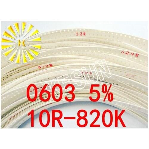 75valuesX100pcs=7500pcs 0603 SMD Resistor Kit Assorted Kit 10R-820K ohm 5% Sample Kit Sample bag Fuse