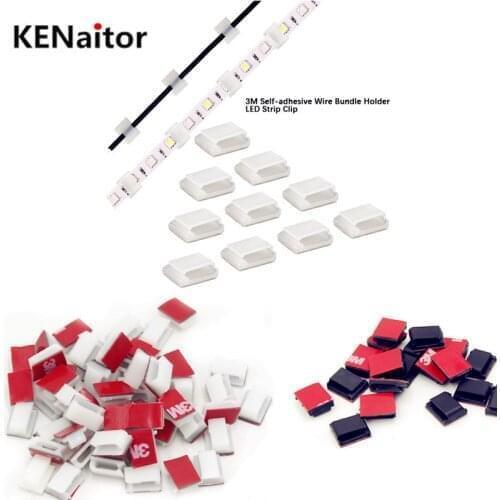 Free Shipping Led Strip Holder Self-Adhesive Wire Bundle Holder Tie Mount Clip for10mm Wide Fix LED Strip Lights