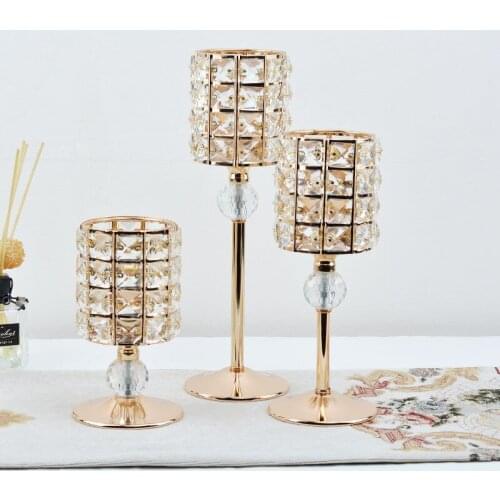 PEANDIM Crystal Candlestick Golden European Latern Candle Holder Party Wedding Decoration Candle Stand Home Handicraft Ornaments