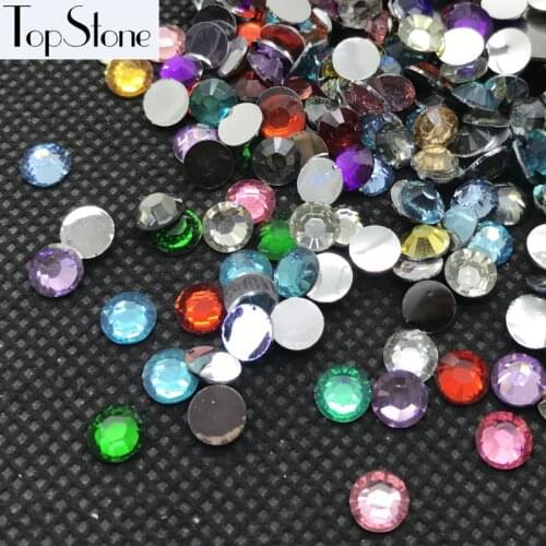 TopStone Rich Colors Resin Flatback Epoxy Stone Beads 14 Cut Facets Sizes 2mm 3mm 4mm 5mm 6mm for Nail Art Beauty and Diy Job