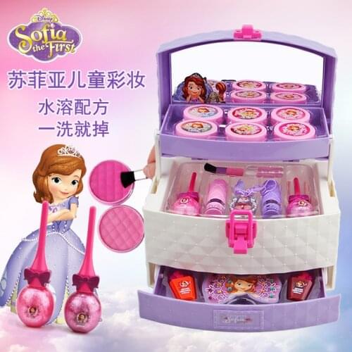 Disney Makeup Sofia Girls Princess make up box set Safety Non-toxic Lipstick Set Cosmetic Makeup Kids Toys Gift