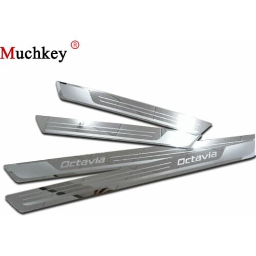 For Skoda Octavia A5 A7 2007 To 2012 2013 2014 Car Door Sill Scuff Plate Welcome Pedal Auto Part Stainless Steel Car-styling