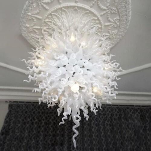 Europe Ceiling Lights Unique Style Hand Blown Glass Lighting Milk White Luxury Chandelier with Led Bulbs 110v 240v