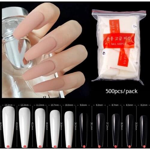 Gel Fake Nails Extension Manicure Full Cover Sculpted Clear Stiletto Coffin False Nail Tips 500pcs/bag