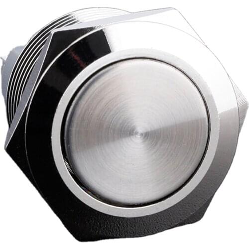 IP67 Waterproof Momentary / Latching Flat Round Head 15A 250VAC Metal Push Button Switch 16/19/22MM