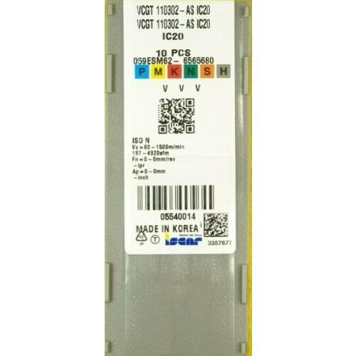 10 PCS CARBIDE INSERT VCGT 110302-AS IC20