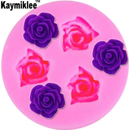 Kaymiklee M516 3D Silicone 3hole of Rose Craft Fondant DIY Chocolate Mould Cake Decoration Candy Soap Mold Baking Tools4.6*1cm