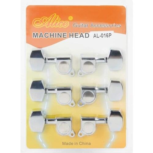 Alice AL016P Guitar Tuning Pegs Chrome-Plated Single Sealed Machine Head 6Pcs 3L3R for Acoustic Guitar and Electric Guitar