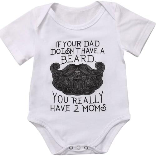 Funny Newborn Baby Boy Girl Beard Print Short Sleeve Bodysuit Jumpsuit Playsuit Summer Clothes Outfit