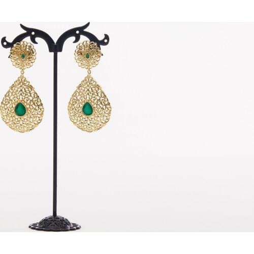 Moroccan Caftan wedding gold earring red and green stone fashion jewelry copper high quality earring