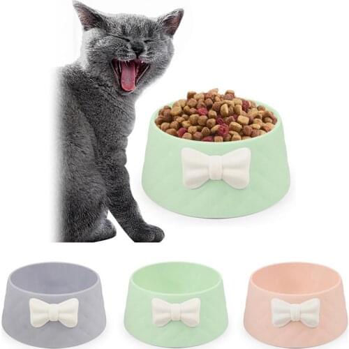 Lovely Bowknot Decor Feeder Dish Bowel Pet Dog Feeding Food Bowls Puppy Shock-proof Prevent Obesity Dogs Supplies Dropshipping