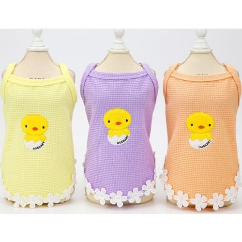 Fashionable yellow chicken sling dog cheap clothes pet chihuahua small dog clothes cartoon printed vest wholesale clothing