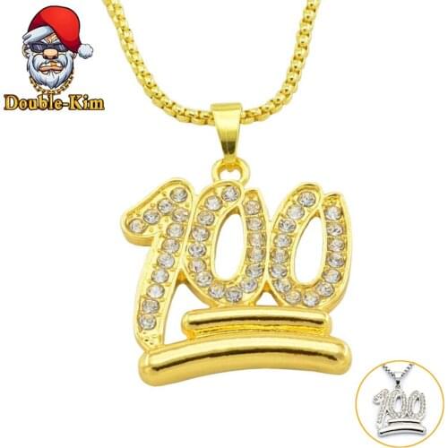 100 Scores Men Necklace Hiphop Rock Street Culture Titanium Stainless Steel Inlaid Zircon Chain Necklace Fashion Man Jewelry