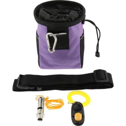 Dog Training Kit- Doggie Treat Pouch Pet Food Storage Bag with Waist Belt Clicker Keyring Whistle