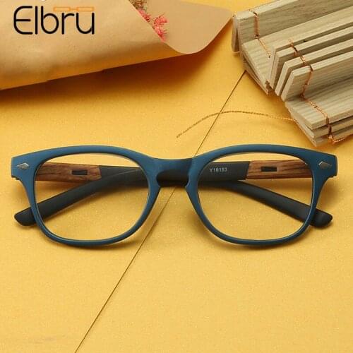 Elbru Wood Grain Splice Reading Glasses For Women Men Fashion Presbyopic Glasses Unisex Eyewear With Diopter + 1.5 to +4.0