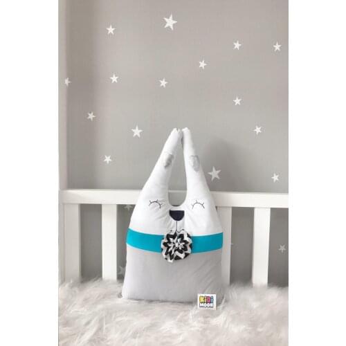 Jaju Baby KidiMoon Gray Blue Rabbit Crib Protection Decor Pillow