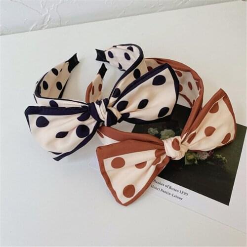 5 Colors Polka Dot Big Bow Headband Fashion Wide-Brim Hair Bundle Simple Fabric Face Wash Hairband