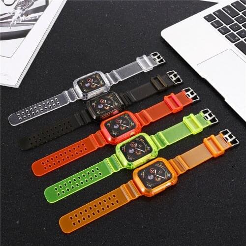 Newest Sports Strap for Apple Watch Band Series 1 2 3 4 5 silicone Transparent for Iwatch 5 Strap 38mm 40mm 42mm 44mm Watchbands