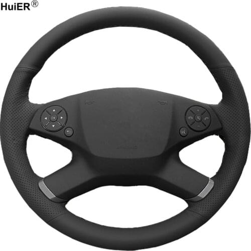 HuiER Hand Sewing Car Steering Wheel Cover Microfiber For Mercedes Benz E300L 2010-2013 E-Class W212 E 200 260 300 2009-2013