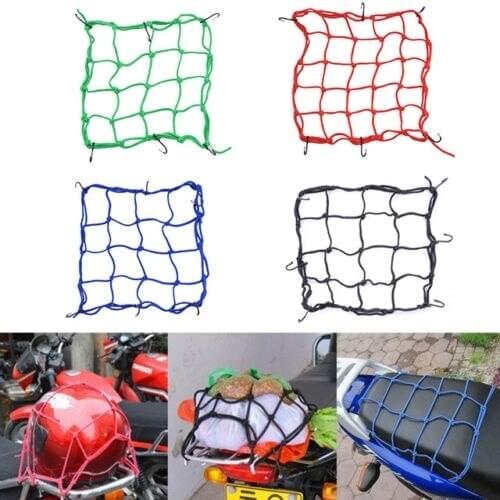30*30cm Motorcycle Storage Luggage Helmet Net Mesh for Storage Carrier Bag Cargo Net Helmet Sundries Fix Mesh with 6 Metal Hook