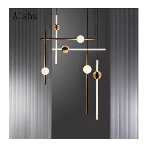 Nordic Indoor Strip Lighting Pendant Light Decoration Modern Home Lounge Ceiling Lamp Long Line Restaurant Cafe Art Lamps