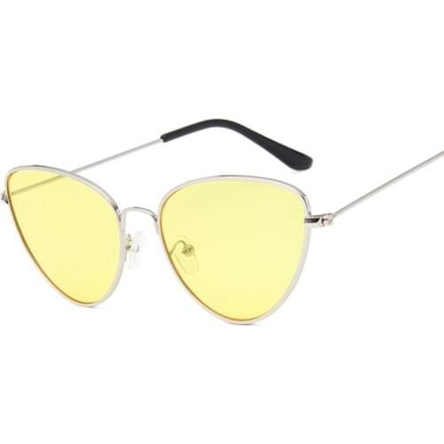 Brand Designer Cat Eye Sunglasses Women Vintage Metal Sun Glasses For Female Male Clear Mirror Retro Oculos De Sol Gafas