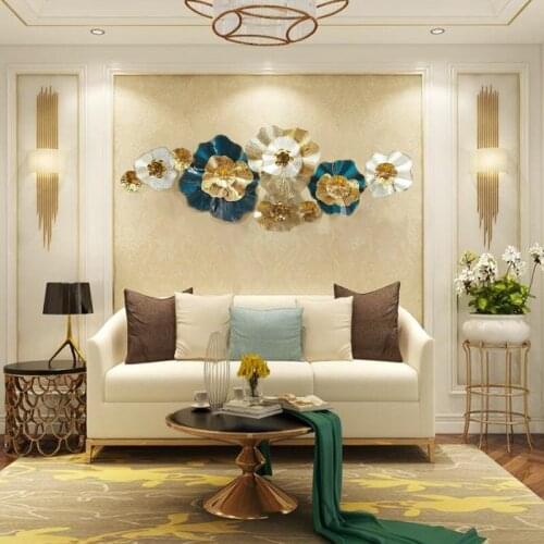 Modern Wrought Iron Flower Wall Hanging Home Livingroom Background Wall Mural Decoration Hotel Lobby Store Wall Sticker Crafts