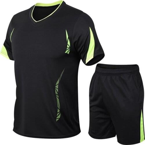 Sports Suit Mens Summer Running Football Set Fitness Short-Sleeved Quick-Drying Soccer Trainning Clothes Sportswear Kit 5XL DIY