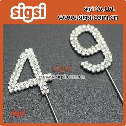 Stylish Upmarket Numbers 49 Rhinestone Cake Topper For Birthday